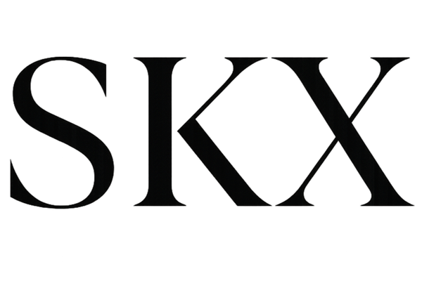 "SKX" on white background minimal and luxury and branded